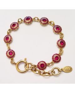 Catherine Popesco French Enamel Flower Crystal Bracelet - Red Siam