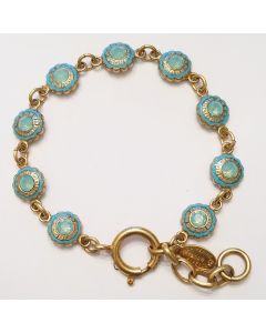 Catherine Popesco French Enamel Flower Crystal Bracelet - Pacific Opal