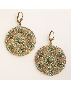 Catherine Popesco Medium Lacy Pacific Opal Round Medallion Gold Earrings