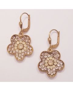 Catherine Popesco Rhinestone Flower Crystal Earrings - Pink