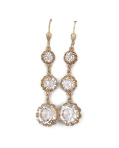 Crystal and Gold Triple Drop Earrings