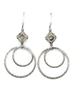 Catherine Popesco Double Hoop Shade Crystal  Earrings in Silver