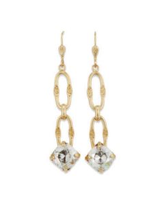 Catherine Popesco Square Stone Gold Link Crystal Earrings - Shade