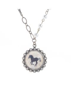 Angelz Design Rodeo Queen Jewelry Crystal Horse Silhouette Necklace