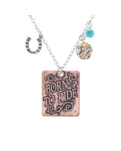 Angelz Design Rodeo Queen Jewelry Silver & Copper Born to Ride Necklace