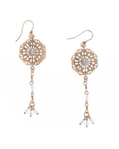 Barbosa Jewelry Gold Filigree Earrings with Crystal Drops