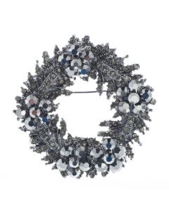 Black Diamond Hematite Wreath Pin or Pendant