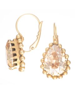 Catherine Popesco Champagne Crystal Teardrop Beaded Gold Fixed Wire Earrings