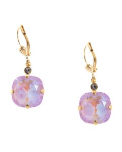 Catherine Popesco 12mm Large Stone Crystal Earrings - Lilac Shimmer