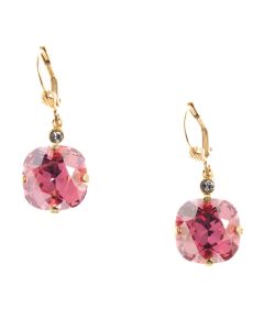 Catherine Popesco 12mm Large Stone Crystal Earrings - Rose