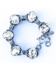 Catherine Popesco Oval Stone Ornate Bracelet in Silver and Shade