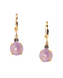 Catherine Popesco 8mm Round Small Stone Lilac Crystal Earrings