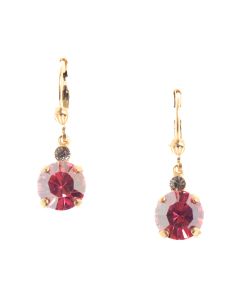 Catherine Popesco 8mm Round Small Stone Rose Crystal Earrings