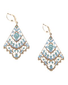 Catherine Popesco Air Blue Opal Crystal Filigree Fan Earrings