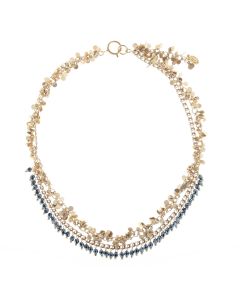 Catherine Popesco Beaded & Fringe Gold Necklace - Jet Hematite