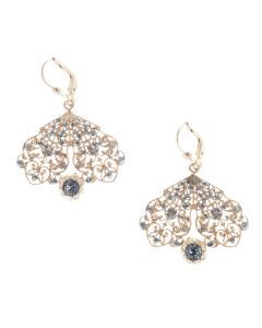 Catherine Popesco Black Diamond Crystal Filigree Earrings
