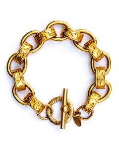 Catherine Popesco Bracelet - Stamped Oval Links in Gold