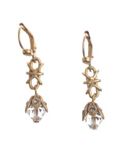 Catherine Popesco Capped Bead Clear Crystal Drop Earrings