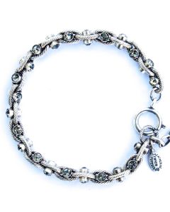 Catherine Popesco Black Diamond Crystal and Silver Rope Chain Bracelet