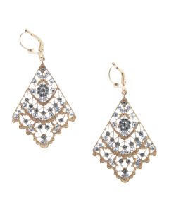 Catherine Popesco Crystal Black Diamond Filigree Fan Earrings