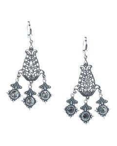 Catherine Popesco Crystal Chandelier Earrings - Silver & Black Diamond