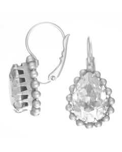 Catherine Popesco Shade Crystal Teardrop Beaded Silver Fixed Wire Earrings