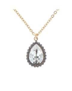 Catherine Popesco Crystal Teardrop with Rhinestones Pendant Necklace