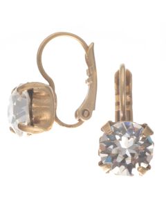 Catherine Popesco Diamond Fixed Hinged Crystal Earrings in Gold
