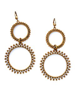 Catherine Popesco Double Circle Earrings - Crystal and Black Diamond