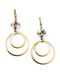 Catherine Popesco Double Hoop Shade Crystal  Earrings in Gold