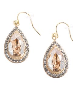 Catherine Popesco Earrings - Gold Teardrop w/ Crystals - Assorted Colors