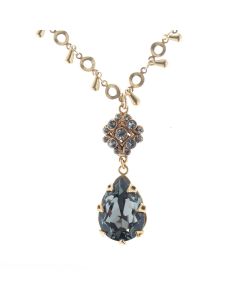 Catherine Popesco Fancy Crystal Teardrop Pendant Necklace - Black Diamond