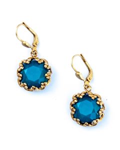 Catherine Popesco Fancy Large Stone Round Earrings - Assorted Colors in Gold or Silver