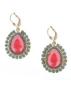 Catherine Popesco Fancy Teardrop Crystal Earrings - Light Coral