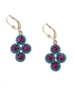 Catherine Popesco Fuchsia & Turquoise 4 Crystal Earrings