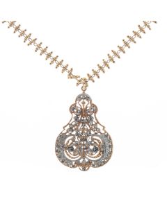 Catherine Popesco Gold Filigree Silver French Enamel Crystal Necklace