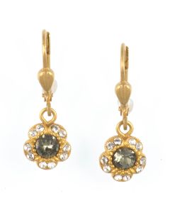 Catherine Popesco Gold Petite Flower Crystal Dangle Earrings