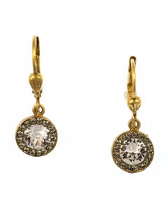 Catherine Popesco Gold Petite Round Rhinestone Dangle Earrings