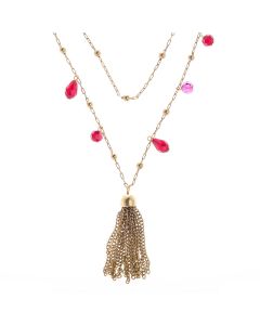 Catherine Popesco 42" Gold Tassel Crystal Bead Necklace - Assorted Colors