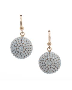 Catherine Popesco Gold & White Opal Round Pave Crystal Earrings