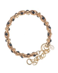 Catherine Popesco Jet Black Crystal and Gold Rope Chain Bracelet