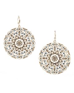 Catherine Popesco Lacy Medallion Filigree Crystal Earrings - Dorado