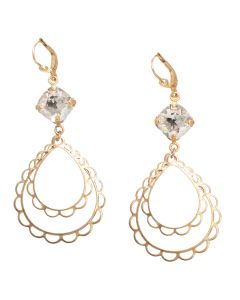 Catherine Popesco Scalloped Teardrop Crystal Earrings - Assorted Colors