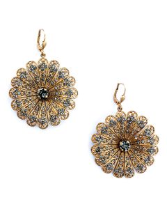 Catherine Popesco Large Black Diamond Filigree Flower Earrings