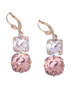 Catherine Popesco Large & Medium Stone Crystal Combo Earrings - Peach & Petal