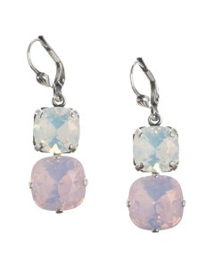 Catherine Popesco Large & Medium Stone Crystal Combo Earrings - Rosewater & White Opal