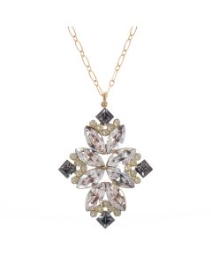 Catherine Popesco Large Multi Shape Quatrefoil Crystal Pendant Necklace