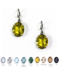 Catherine Popesco Large Stone Oval Crystal Earrings - Assorted Colors in Gold or Silver