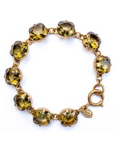 Catherine Popesco Large Stone Crystal Bracelet - Khaki and Gold