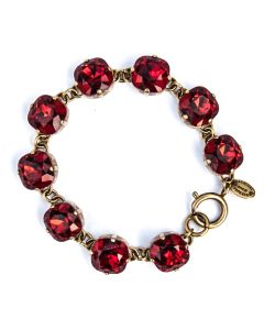 Catherine Popesco Large Stone Crystal Bracelet - Siam Red and Gold